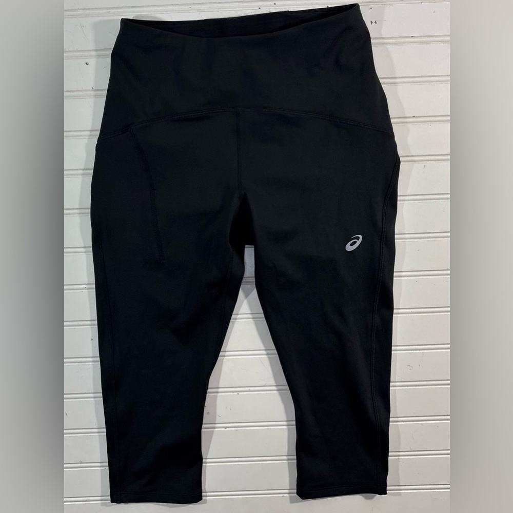 Asics Road High Waist Capri Tight Leggings Black Womens Size Medium Flying Pig